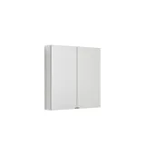 Stort badeværelse inspiration i moderne og minimalistisk stil med hvide badeværelsesmøbler og elegant sort bordplade med firkantede bordstående håndvaske, æstetiske og praktiske indbyggede spejlskabe med lysramme samt walk-in brusebad