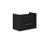 Badeværelse inspiration med elegant håndvask, samt vaskeskab med praktisk og lækker skuffeindretning i form af smukke trææsker, der giver optimal udnyttelse af plads.