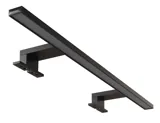 Stort badeværelse inspiration med badeværelsesmøbler i mat hvid med elegant håndvask samt firkantet spejl med sort kant og lampe, terrazzo væg- og gulv samt planter på væggen giver et moderne og sofistikeret udtryk.