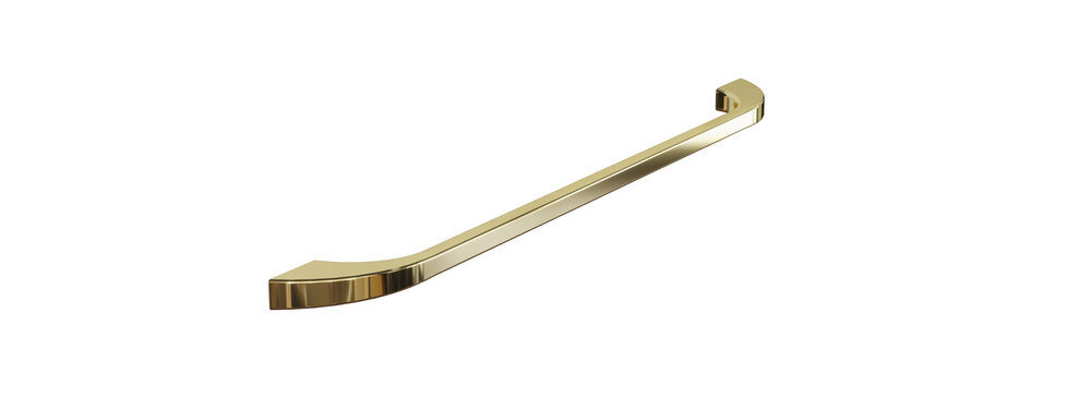 Stort og romantisk badeværelse med rundt spejl med guldkant