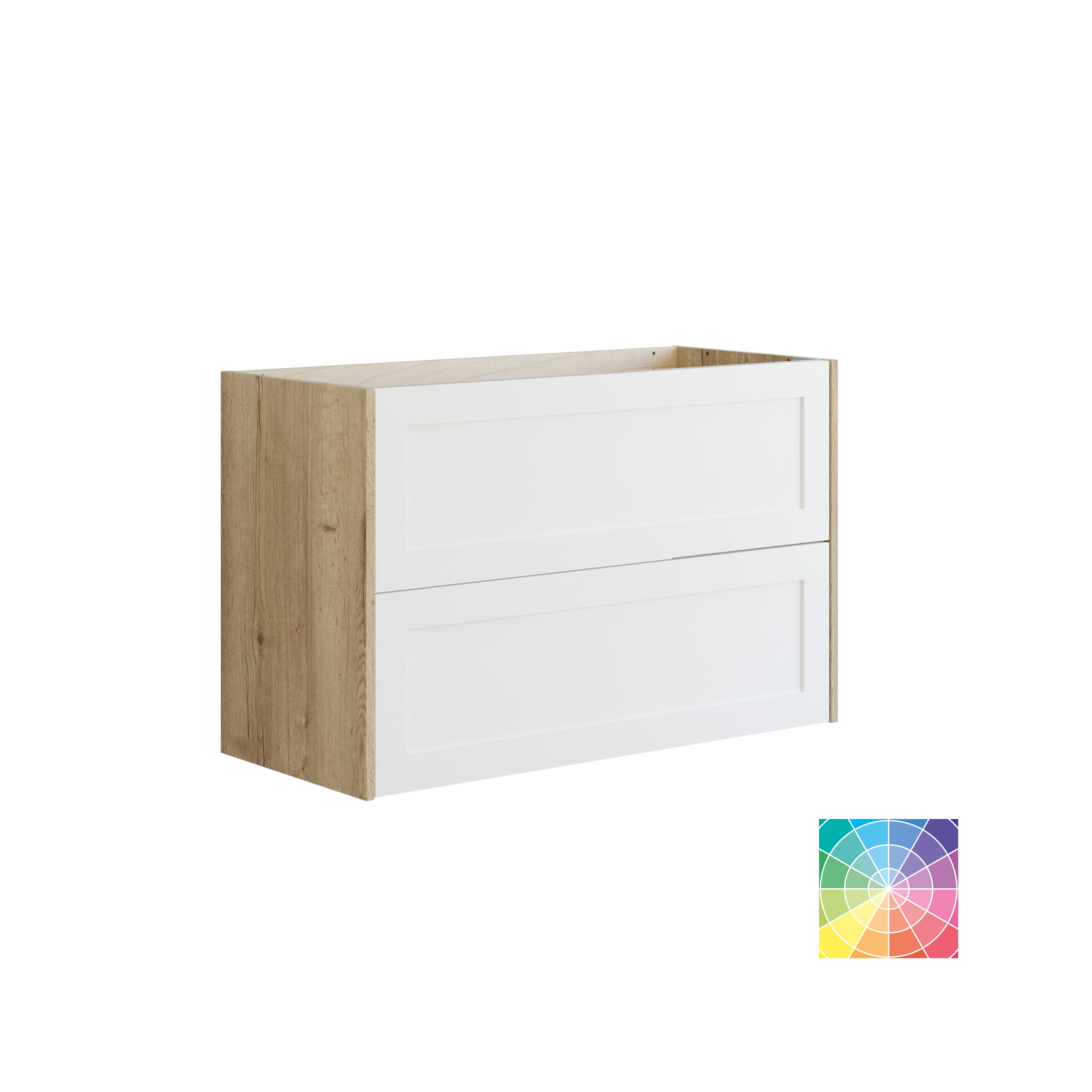Stort badeværelse inspiration med badeværelsesmøbler i lys blå farve med sider i lys træ, elegante spejlskabe, minimalistiske sorte støtteben og greb, dobbelt badeværelsessæt samt store hvide marmorfliser giver et klassisk, moderne og symmetrisk look