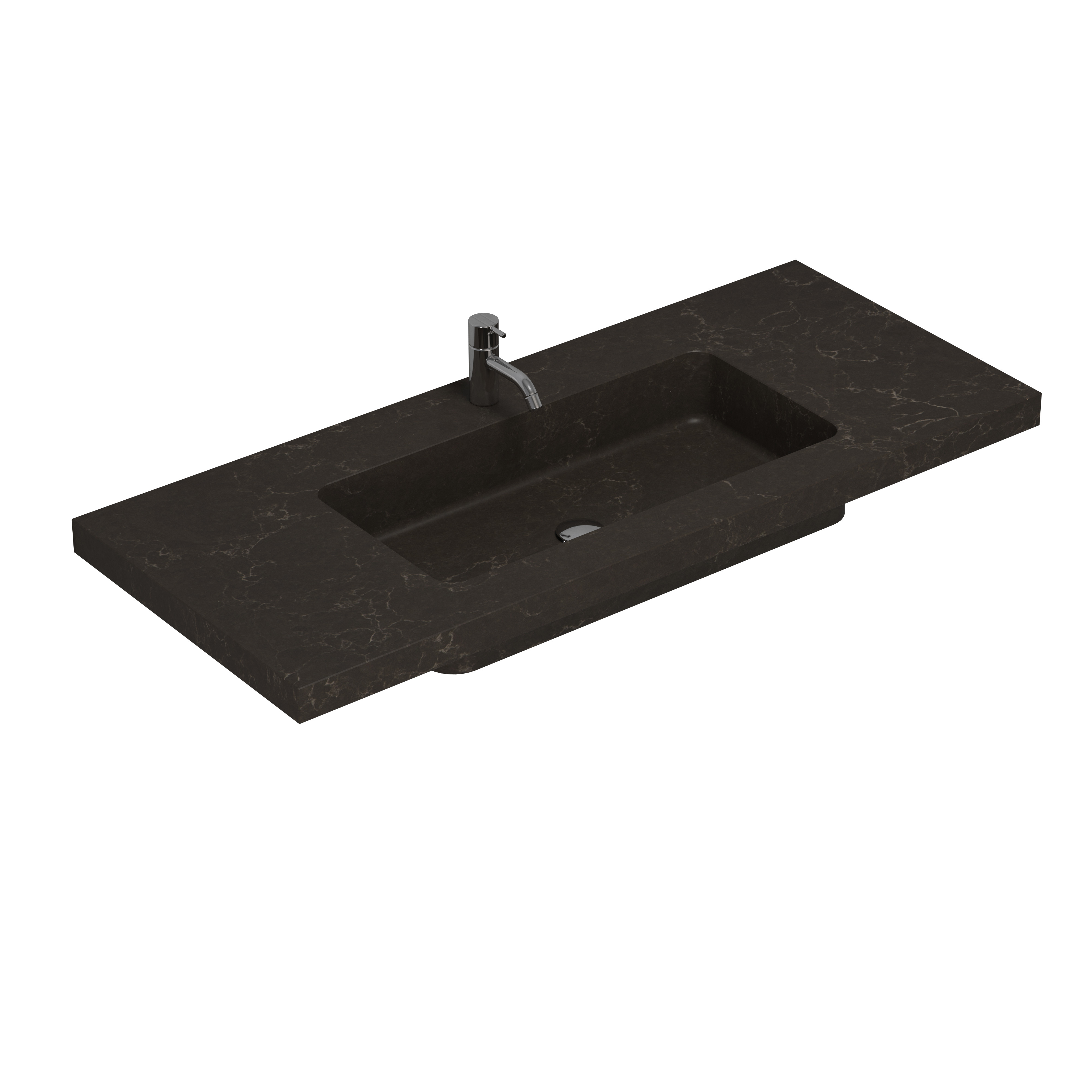 Stilrent og rummeligt badeværelse inspiration med stort rundt spejl med sort ramme, mørk stenvask, farvet toilet, overskab og åben reol i et sofistikeret og dæmpet design