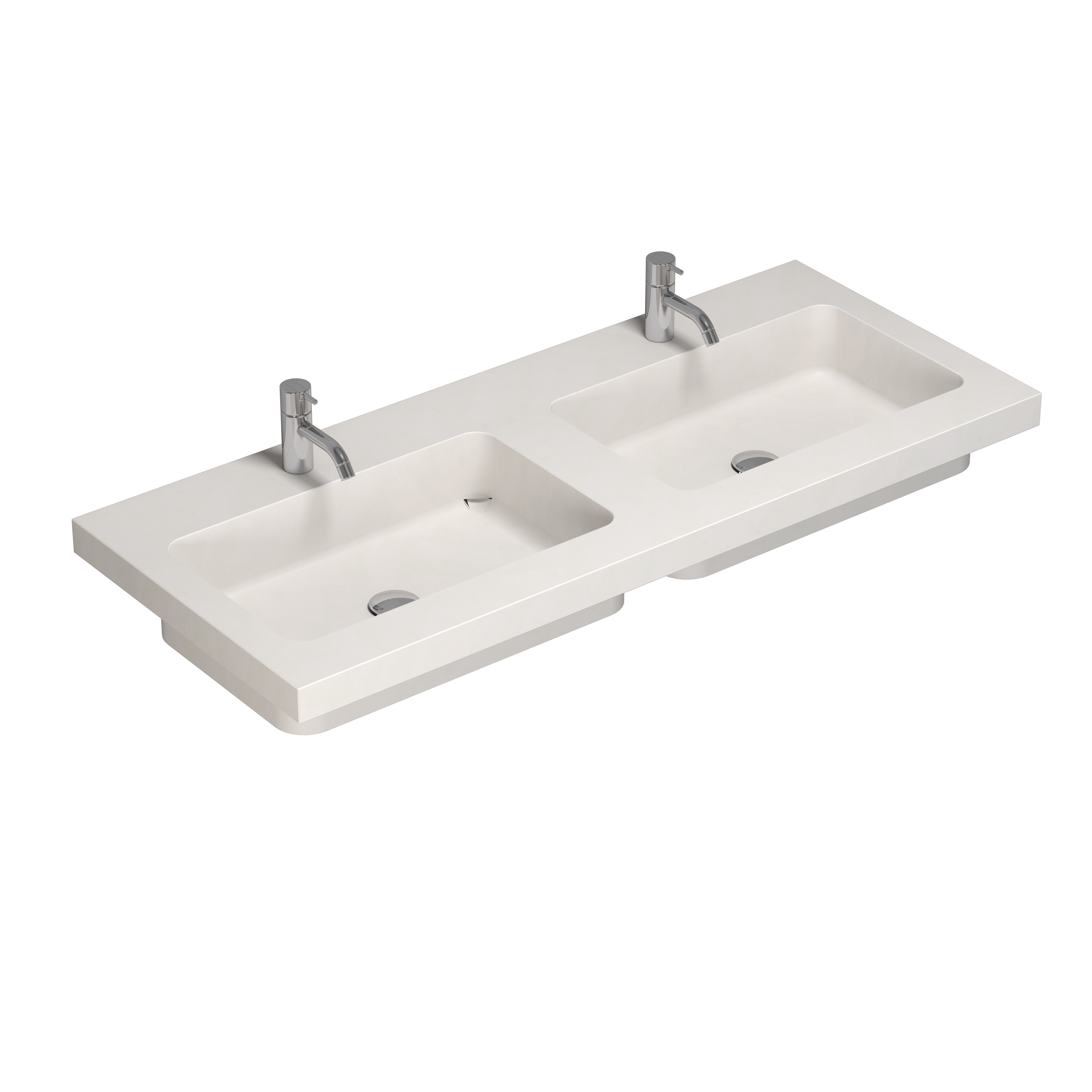 Elegant og moderne badeværelse inspiration med mørke marmorvægge, runde oplyste spejle med sort ramme, væghængt vaskeskab med dobbeltvask og en rummelig bruseniche