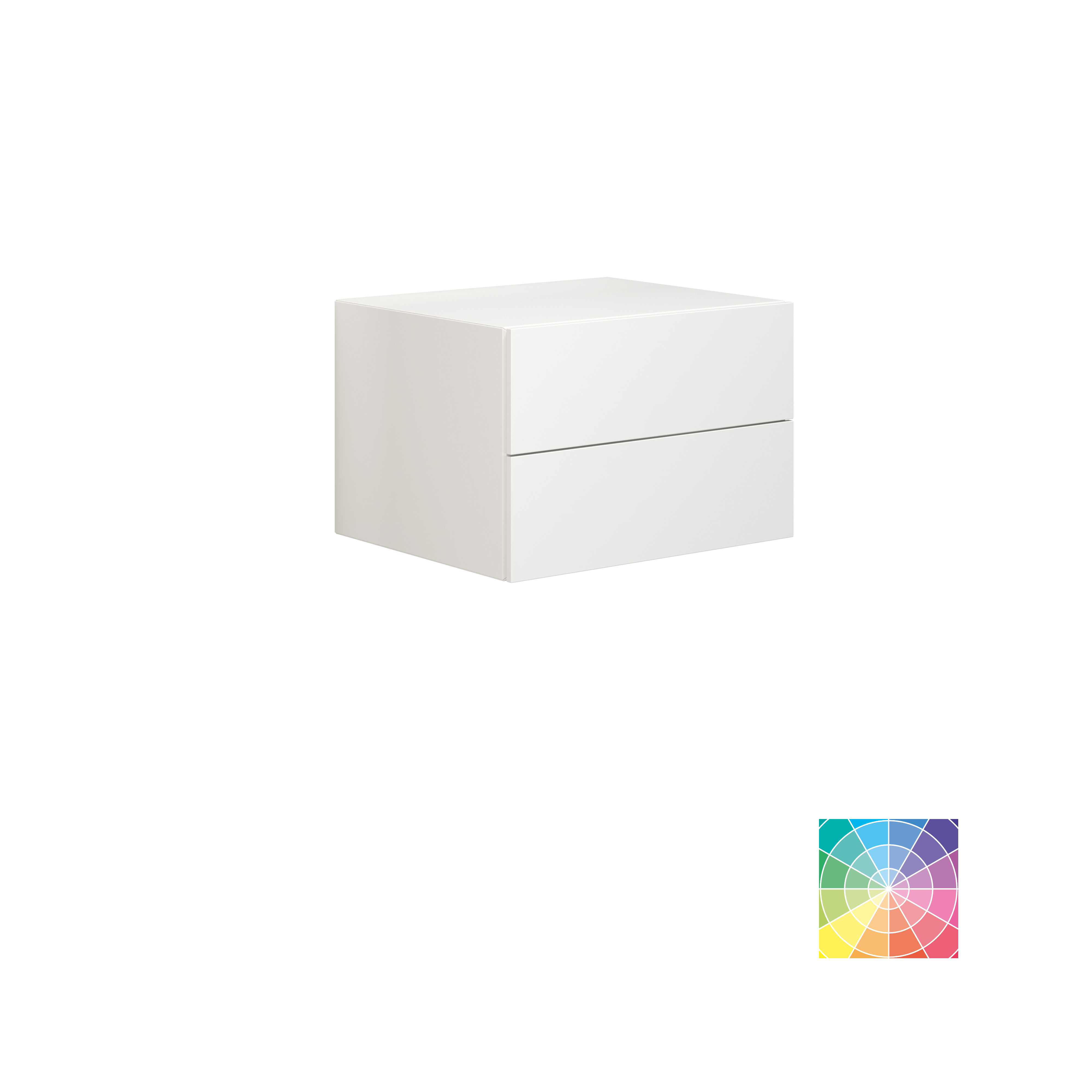 Stilrent og rummeligt badeværelse inspiration med stort rundt spejl med sort ramme, mørk stenvask, farvet toilet, overskab og åben reol i et sofistikeret og dæmpet design