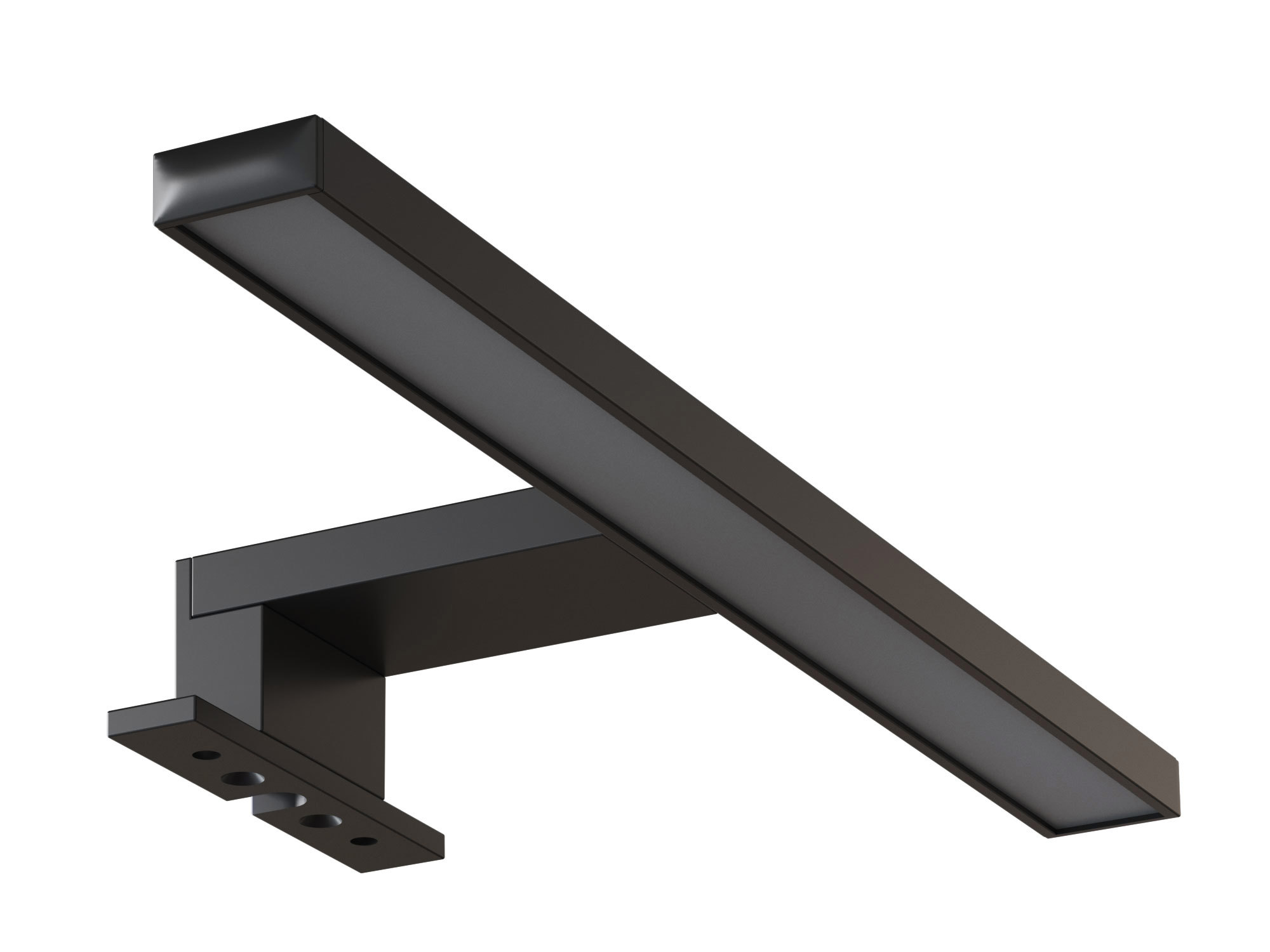 Lille badeværelse inspiration med skrå, og varm gule vægge, og minimalistisk firkantet spejl med stilren sort kant, samt elegant lampe til spejl, der tilføjer et strejf af elegance til dit badeværelse
